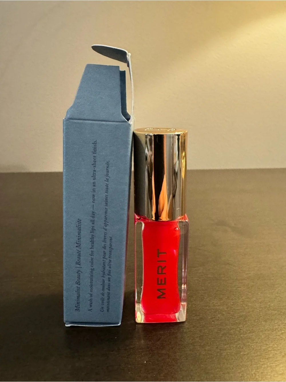 MERIT Shade Slick Gelee Tinted Lip Oil Maraschino (sheer red) .23 oz Full Size N